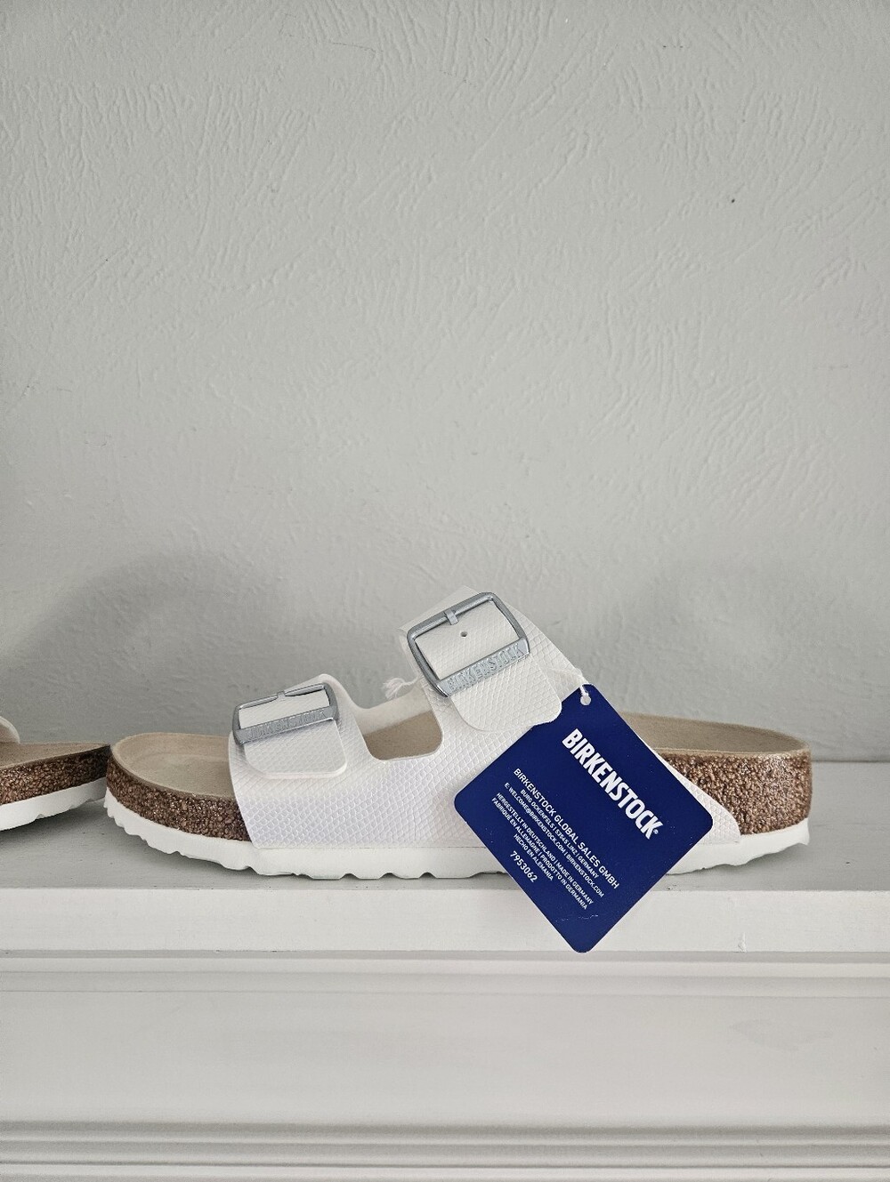 NWT Birkenstock Arizona Sandals- Shiny Lizard White With Silver Buckles - Picture 6 of 12